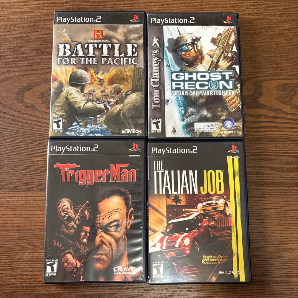Sony PlayStation 2 Video Game Bundle PS2 NTSC Good Ghost Recon Italian Job 4-k